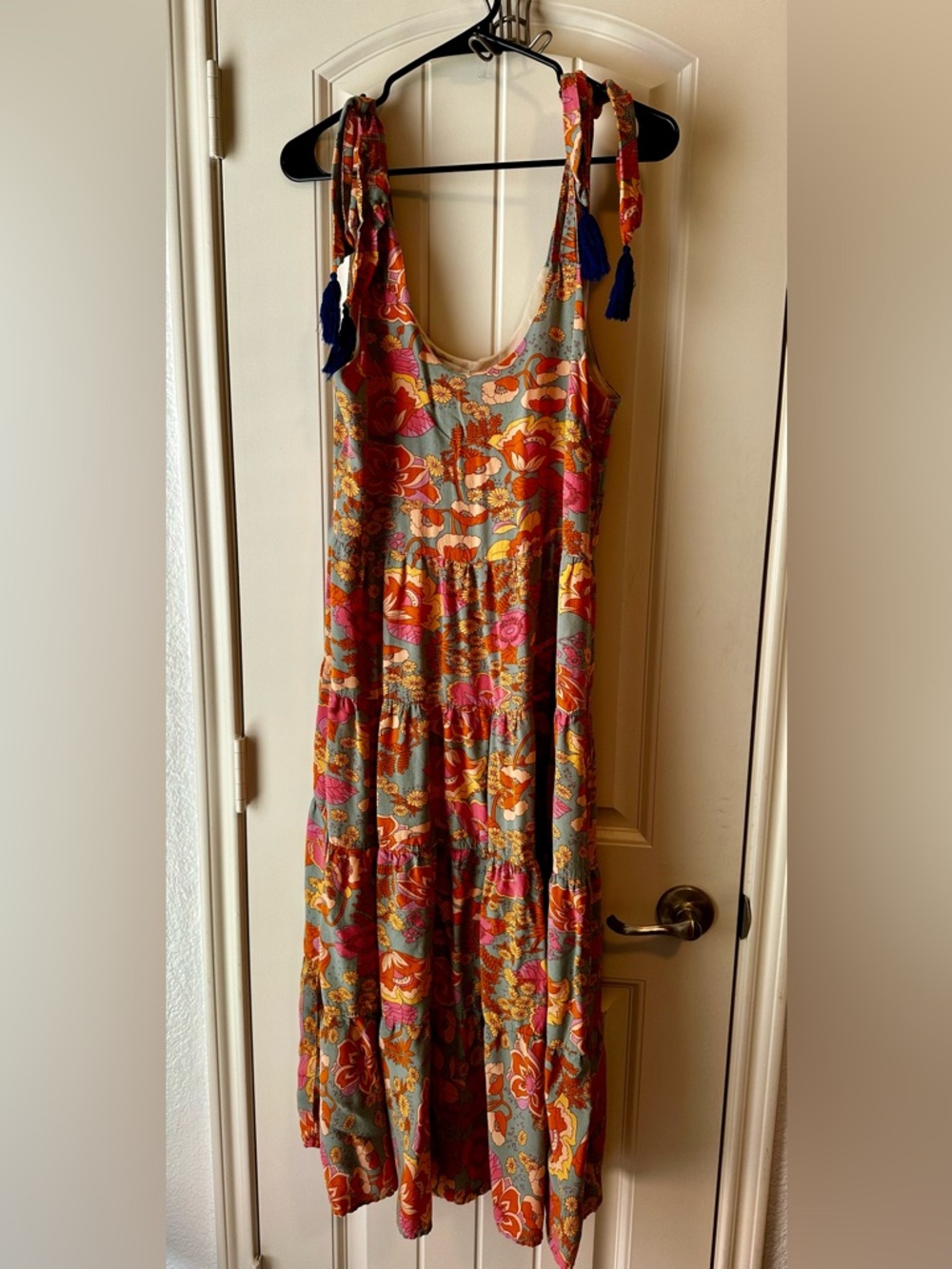 THML Multicolor Floral Tie-Shoulder Midi Dress size XS